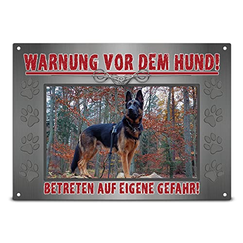 PR Print Royal Wetterfestes Vorsicht Hund Schild mit Foto - Warnung vor dem Hund - Hundeschild selbst gestalten mit Bild, Geschenk für Hundebesitzer | Mattes Metallschild, 28x20 cm von PR Print Royal