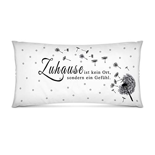 PR Print Royal XXL-Deko-Kissen mit Spruch Zuhause ist kein Ort - 80 x 40 cm/Geschenk-Idee/Wohnen/Dekoration/Familie/Kopf-Kissen - inkl. Kissenfüllung von PR Print Royal