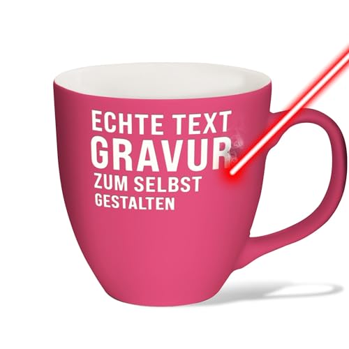 PR Print Royal XXL Jumbotasse gravieren, Hochwertige Porzellan-Tasse mit Gravur, Soft Touch Oberfläche matt, in Hot Pink, 400 ml | Personalisiertes Geschenk von PR Print Royal