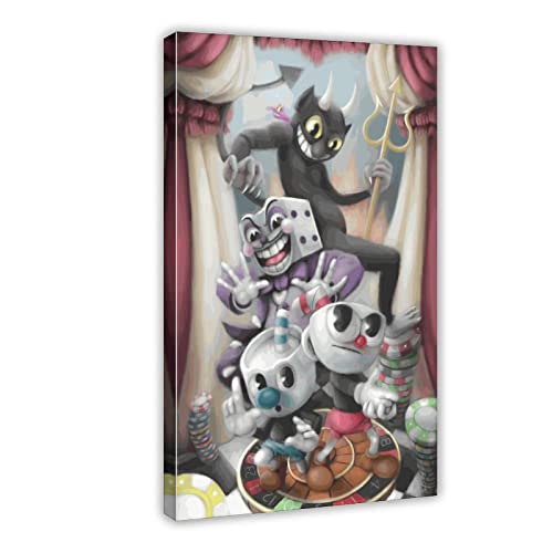 Cuphead Spiel Klassisches Leinwand-Kunstposter (3) Leinwandposter Schlafzimmer Dekor Sport Landschaft Büro Zimmer Dekor Geschenkrahmen Stil 08x12inch (20x30cm) von PRACIM