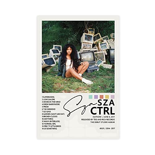 Sza Poster Sza CTRL Album Cover Poster (6) Leinwand Poster Schlafzimmer Dekor Sport Landschaft Büro Zimmer Dekor Geschenk Unframe Stil 08x12inch(20x30cm) von PRACIM