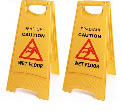 PRADICHI Yellow Caution Wet Floor Schild - Doppelseitiges Warnschild mit "Wet Floor" & "Cleaning in Progress" Nachrichten - Langlebiges, faltbares Sicherheits-Mini-Nassbodenschild für gewerbliche und PRADICHI Yellow Caution Wet Floor Schild - Doppelseitiges Warnschild mit "Wet Floor" & "Cleaning in Progress" Nachrichten - Langlebiges, faltbares Sicherheits-Mini-Nassbodenschild für gewerbliche und von PRADICHI