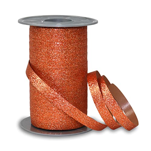 PRÄSENT POLY GLITTER Ringelband bronze, 100 m Geschenkband, Schleifenband in 10 mm Breite, edles Dekoband für festliche Anlässe von PRÄSENT