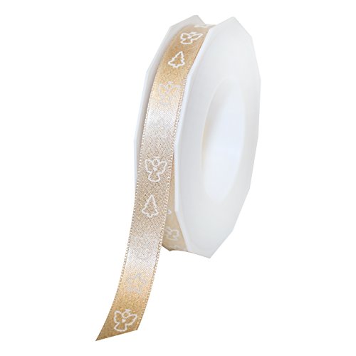 Präsent - CHRISTMAS ICON Dekorationsband - crème - 20-m-Rolle 15 mm von Morex Ribbon