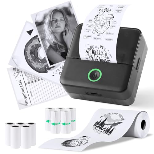 PRAOAHEI Mini Drucker, Tragbarer Fotodrucker mit 10 Rollen Druckerpapier, Bluetooth-Etikettendrucker, Thermodrucker für Notizen, Fotos, Tagebücher, Heimwerken, kompatibel mit iOS und Android (Schwarz) PRAOAHEI Mini Drucker, Tragbarer Fotodrucker mit 10 Rollen Druckerpapier, Bluetooth-Etikettendrucker, Thermodrucker für Notizen, Fotos, Tagebücher, Heimwerken, kompatibel mit iOS und Android (Schwarz) von PRAOAHEI