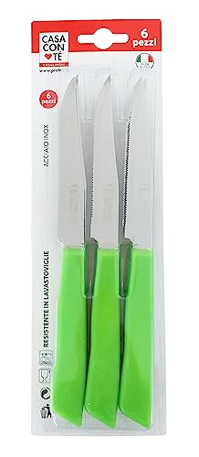 PRATESI Packung mit 6 BIST.cm.11 Green Happy Color LINE Messer, 18/8 Edelstahl, Multicolor, one Size von PRATESI