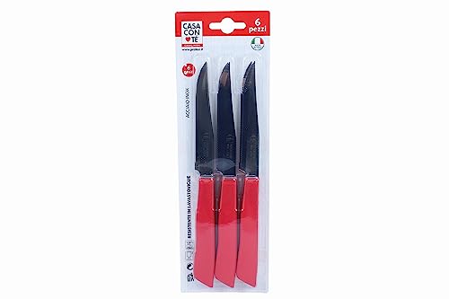 PRATESI Packung mit 6 BIST.cm.11 RED Messer I Classics LINE, 18/8 Edelstahl, Multicolor, one Size von PRATESI