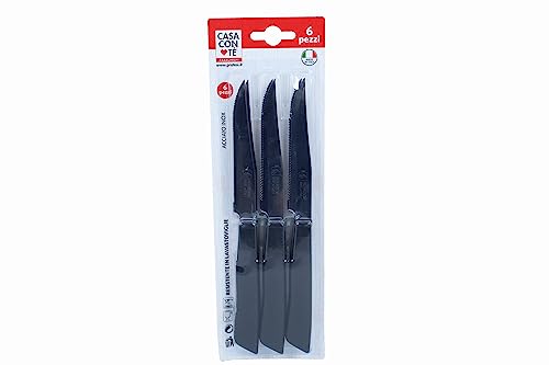 Pratesi Confezione 6 COLTELLI BIST.cm.11 Nero Linea I CLASSICI, 18/8 Stainless Steel, Multicolour, 17 cm von Pratesi