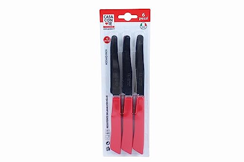 PRATESI Packung mit 6 Messer TAV.cm.11 ROT I CLASSICI LINE, 18/8 Edelstahl, Multicolor, one Size von PRATESI