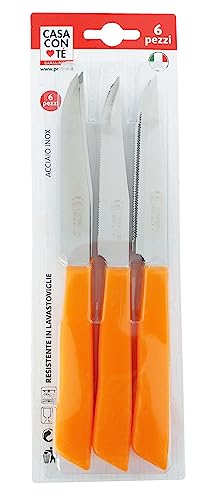 Pratesi Confezione 6 COLTELLI BIST.cm.11 ARANC. Linea Happy Color, 18/8 Stainless Steel, Multicolour, one Size von PRATESI