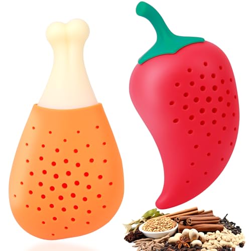 PRATIQUE 2 x süße Hühnerkeule und Chili-förmige Silikon-Kräuter-Gewürz-Infuser, Eintopfsuppe, Silikon-Gewürzbeutel von PRATIQUE
