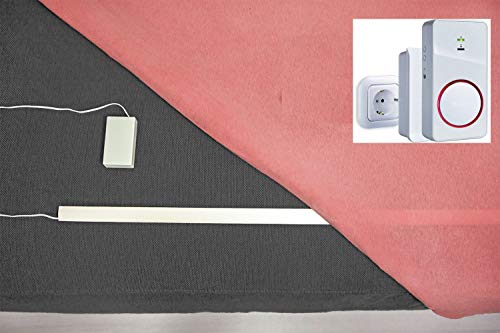 Pratoline Funk-Bettkantensensor - Pflegehilfe - mit Akku Funkempfänger Netz und Mobil - 60cm x 22mm x 2mm - Demenz Sturzprävention - Bettkantenalarm von PRATOLINE