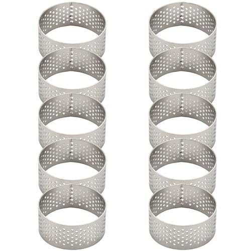 PRATYAHARA 10Pcs 4.5Cm Runder Rostfreier Perforierter Nahtloser Tortenring Quiche Ring Torte Pan Pie Tortenring mit Loch Tortenschalenring von PRATYAHARA