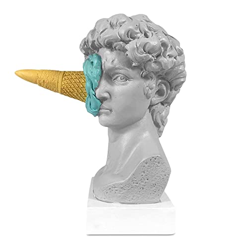 PRATYAHARA Ice Cream Smashing David Statue European Modern Simple David Head Bust Statue Bedroom Living Room Porch Desktop Decor A von PRATYAHARA