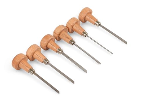 "PRAZTECH ® Neue 6-teilige Stichel mit Holzgriffen | Gravierwerkzeug-Uhrenset | Juwelier-Handwerkzeugwerkstatt | DIY von PRAZTECH