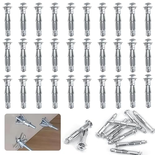 30 Stück Expansion Nuts für Gipskartonplatten M6 X 52 Hohlwanddübel Gipskarton-Dehnmuttern Hohlwandanker aus Metall für Gipskarton, HohlwäNde und Ziegel Usw von PRBUEHI