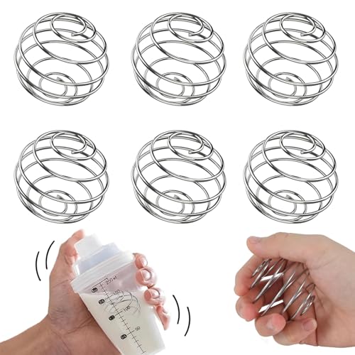 6 Stück Shaker Ball Edelstahl Kugel Metall Shaker Ball Protein Shaker Metall Frühling Mixer Kugel Zum Mischen von Proteinpulver und Milchshakes (4,8 x 5,3 cm) von PRBUEHI