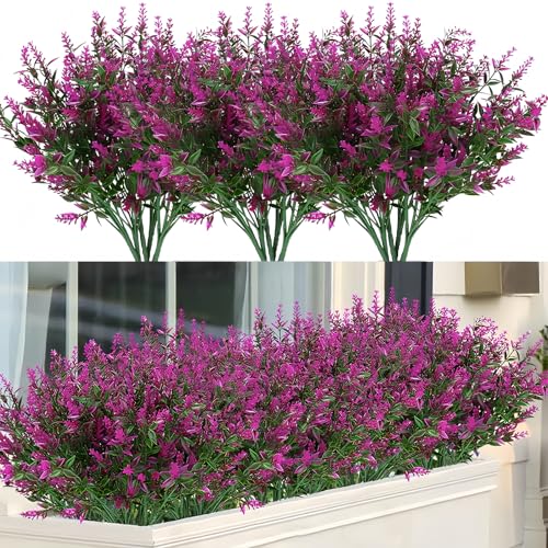 PRBUEHI 12 Bündel Künstliche Pflanzen Outdoor Balkon Blumen Künstlich Außen Lavendel Deko Kunstpflanze Outdoor Wetterfest Balkonpflanzen Geeignet für Außenbalkon, Innenbalkon, Gartenbalkonkasten(Rot) PRBUEHI 12 Bündel Künstliche Pflanzen Outdoor Balkon Blumen Künstlich Außen Lavendel Deko Kunstpflanze Outdoor Wetterfest Balkonpflanzen Geeignet für Außenbalkon, Innenbalkon, Gartenbalkonkasten(Rot) von PRBUEHI