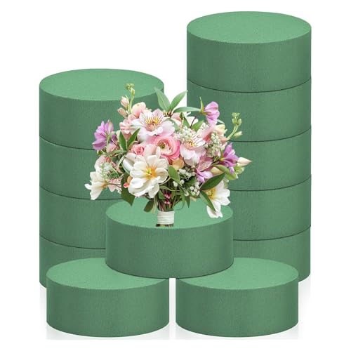 PRBUEHI 12 Stück Steckschaum Blumenschaum Blumen Schlamm Floral Foam Blocks Steckmasse Steckmoos runde Blumenschwamm Steckschwamm für Hochzeit, Blumenparty, Zuhause, Dekoration (8 x 4 cm) von PRBUEHI