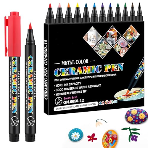 12er pack Spülmaschinenfeste Porzellanstifte 12 Farben Wasserbasierte Glas Keramikstifte zum Bemalen Wasserfester porzellanstift 1.0-3.0mm Geeignet für Porzellan, Keramik, Glas Usw 12er pack Spülmaschinenfeste Porzellanstifte 12 Farben Wasserbasierte Glas Keramikstifte zum Bemalen Wasserfester porzellanstift 1.0-3.0mm Geeignet für Porzellan, Keramik, Glas Usw von PRBUEHI