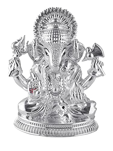 CaratCafe Silber 999 Dagdusheth Ganesh Statue, 18+ GMS Silber God Murti für Home Pooja von PRD CARATCAFE