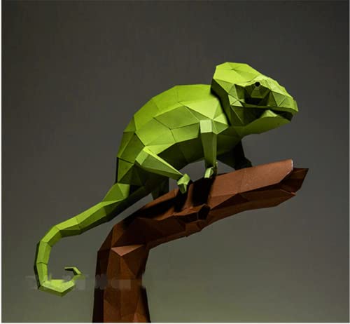 3D Papercraft Paper Puzzel Cabrite Modelismo Halloween DIY Papercraft Cardboard Animal Lizard Green Living Room Decoration von PRDECE