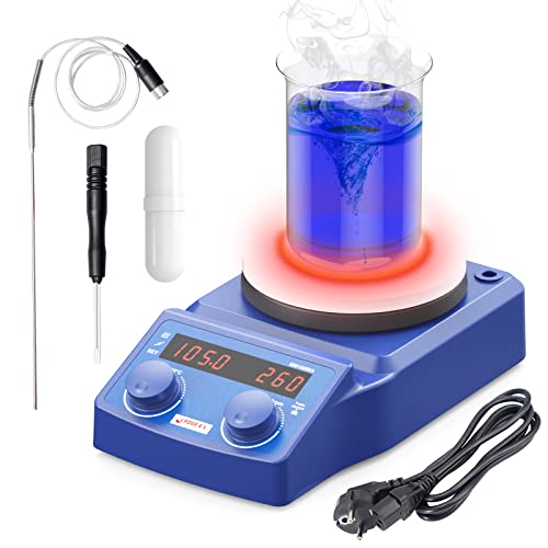 PRECIPETTE Magnetrührer mit Heizplatte 100-1500UpM 280°C 5L 135mm mit PT1000-Sensor LED-Display Digital Magnetic Stirrer Hot Plate Labor Rührer Magnetmischer von PRECIPETTE