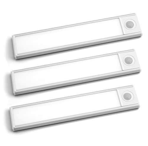 PRECORN 3er Set I 20 cm Sensor Licht silber mit 34 LED´s Schrankbeleuchtung Lichtleiste USB-C wiederaufladbar Schranklicht mit Bewegungsmelder LED Küchenleuchte Kleiderschrank Nachtlicht Treppe von PRECORN
