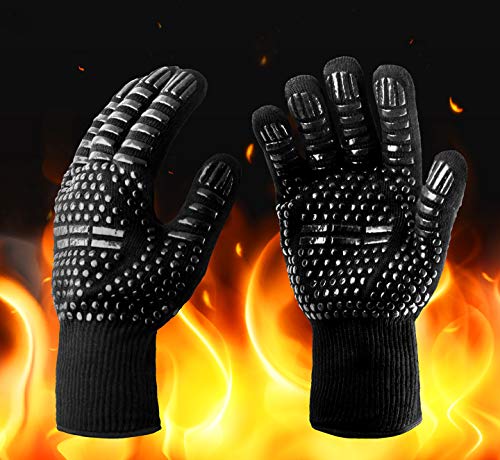 PRECORN BBQ Grillhandschuhe Universalgrösse Hitzebeständige bis zu 800° C Backhandschuhe Ofenhandschuh Kochhandschuhe von PRECORN