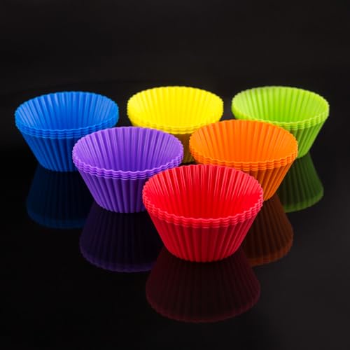 PRECORN Cupcake-Formen Muffinformen 24er-Set: Vielfarbige, Wiederverwendbare Silikon-Muffinförmchen Cupcake Förmchen Muffin-Back-Form - Perfekt für Leckere Muffins und Mehr! BPA-frei u. Hitzebeständig von PRECORN