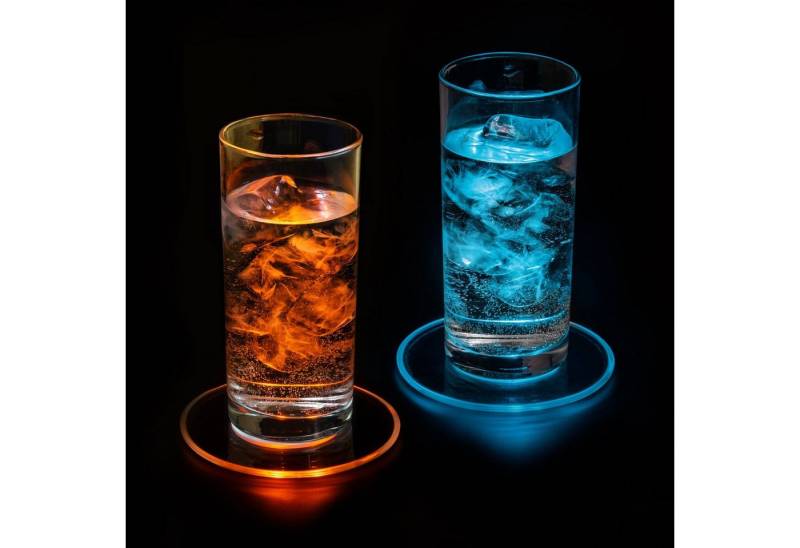 PRECORN Dekolicht 2er LED Untersetzer Bierdeckel Leuchtend f. Getränke Gläser Flaschen von PRECORN