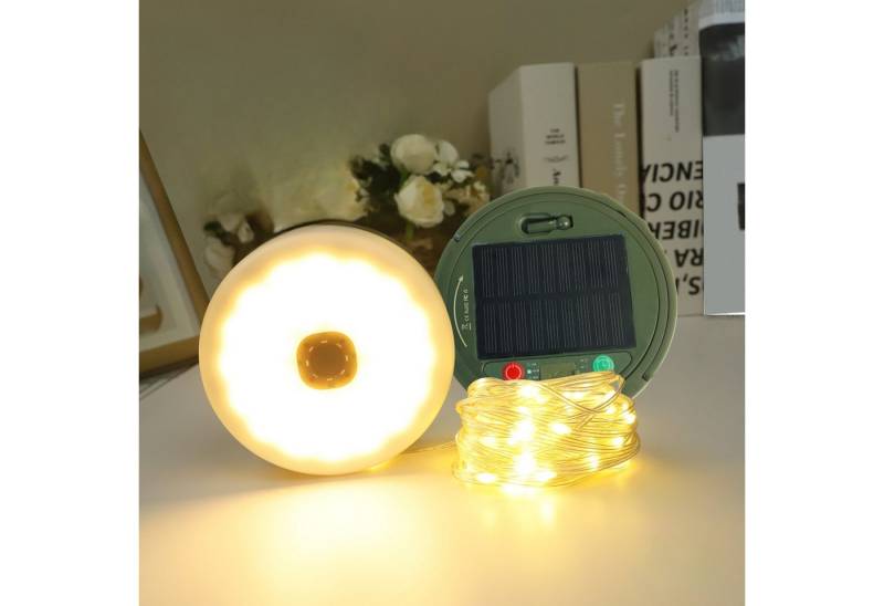 PRECORN LED Dekolicht LED Camping-Lichterkette 10m mit Powerbank, Solar/USB, 8 Modi, IP65 von PRECORN