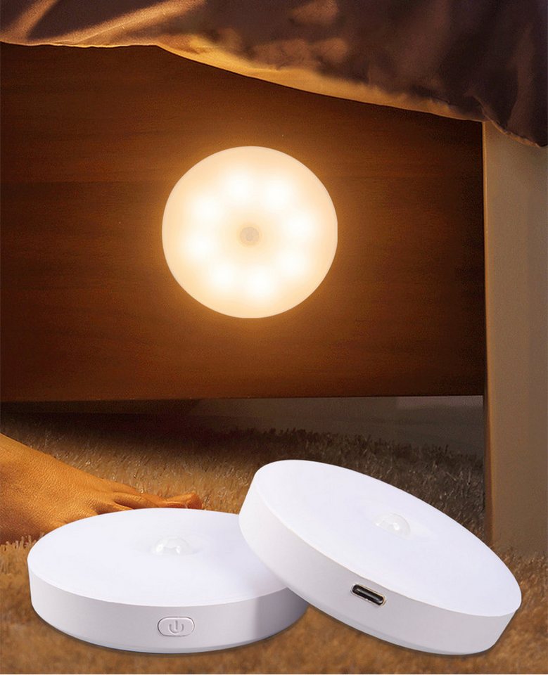 PRECORN LED Nachtlicht 4x Schrankbeleuchtung Licht m. Bewegungsmelder dimmbar USB-C, 3 Farben von PRECORN