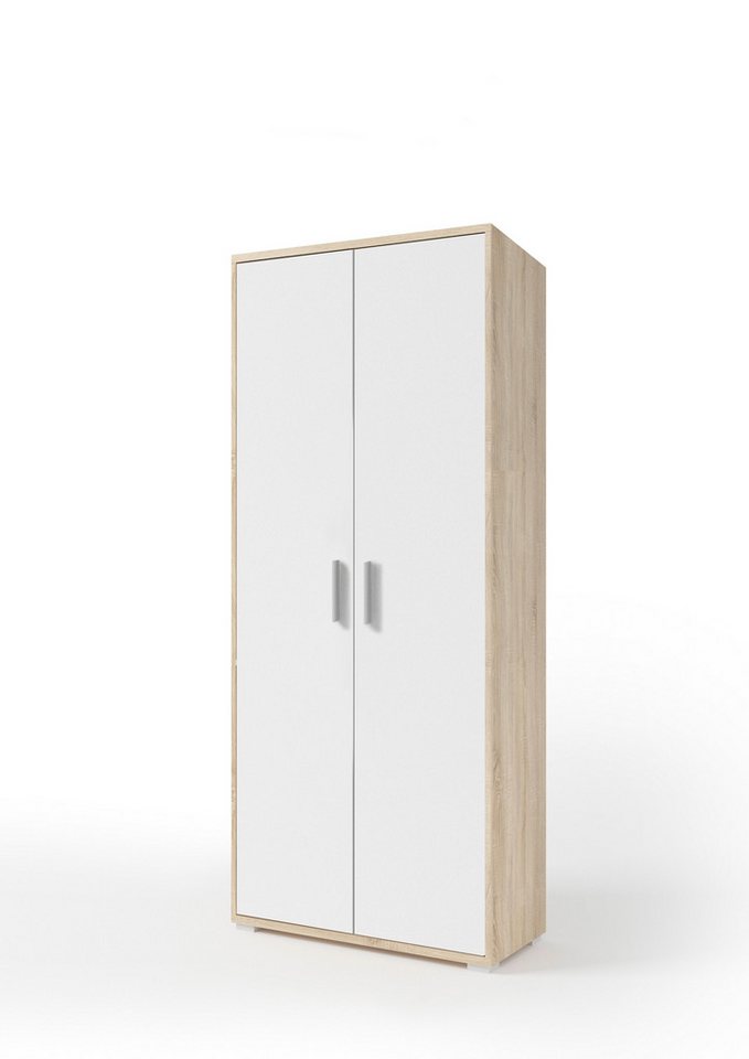PREISBRECHER Aktenschrank Clermont (BxHxT: 79,1x186x35 cm) in Sonoma/Eiche mit Absatz weiß mit 2 Türen und 5 Fächern von PREISBRECHER