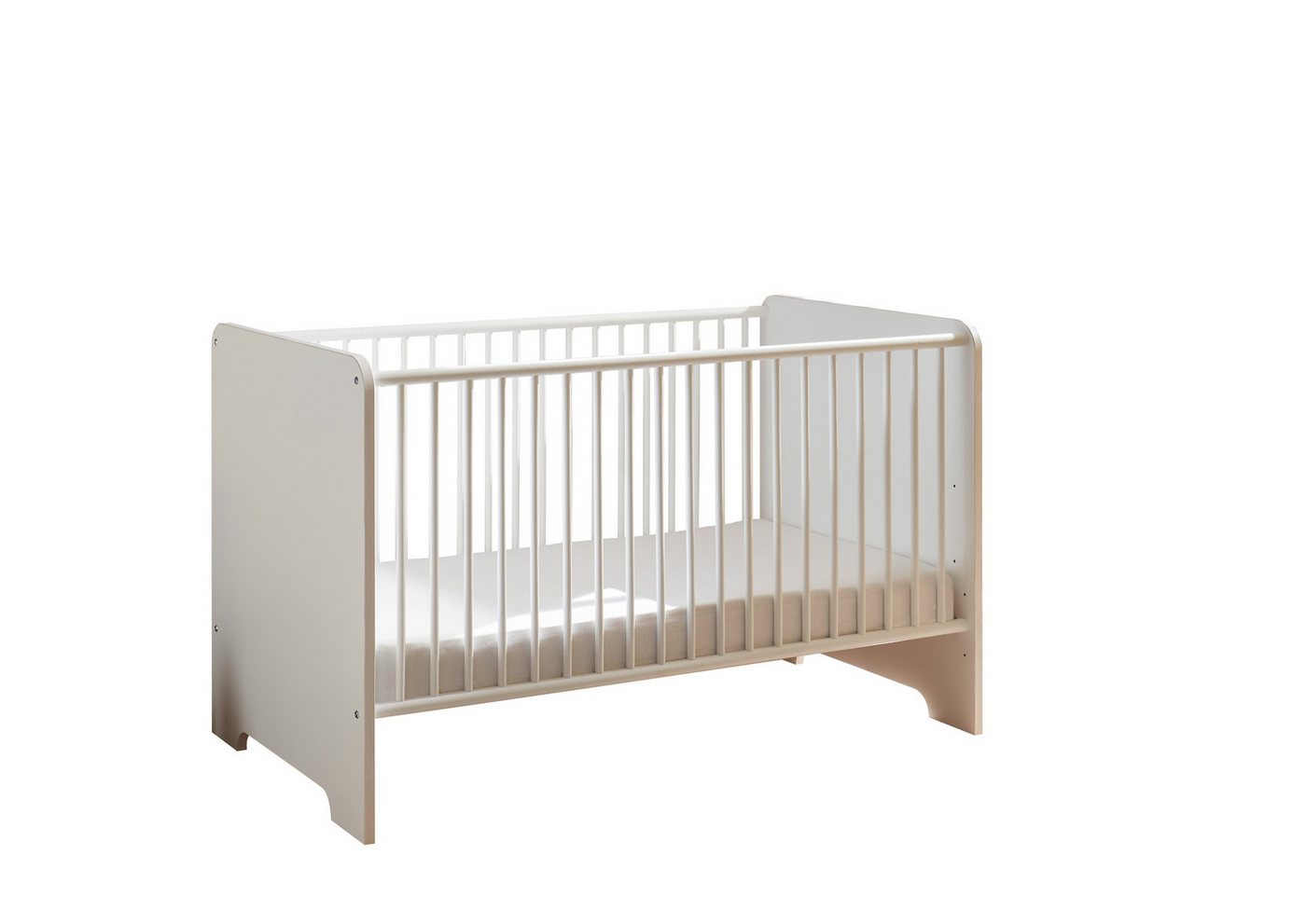 PREISBRECHER Babybett Spice, in Weiß / Weiß Hochglanz - 78x87x143 (BxHxT) von PREISBRECHER