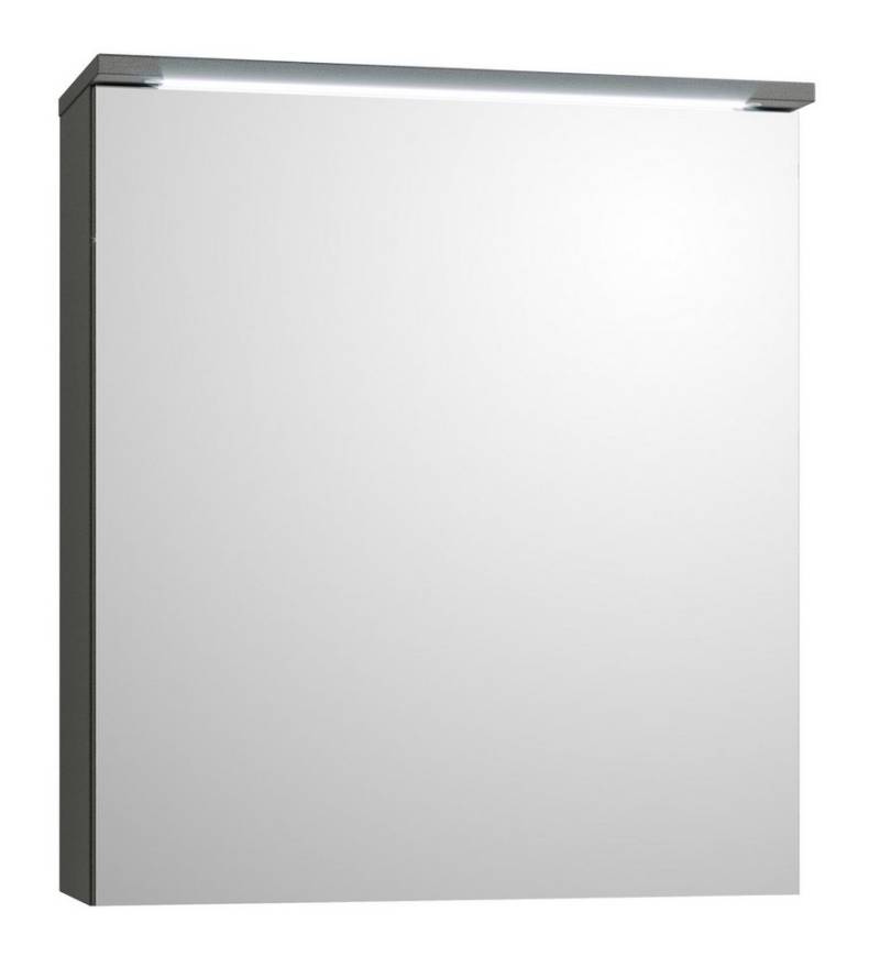 PREISBRECHER Badezimmerspiegelschrank Two LED, Steckdose, titan-grau / weiß - 60x68x23cm (BxHxT) von PREISBRECHER