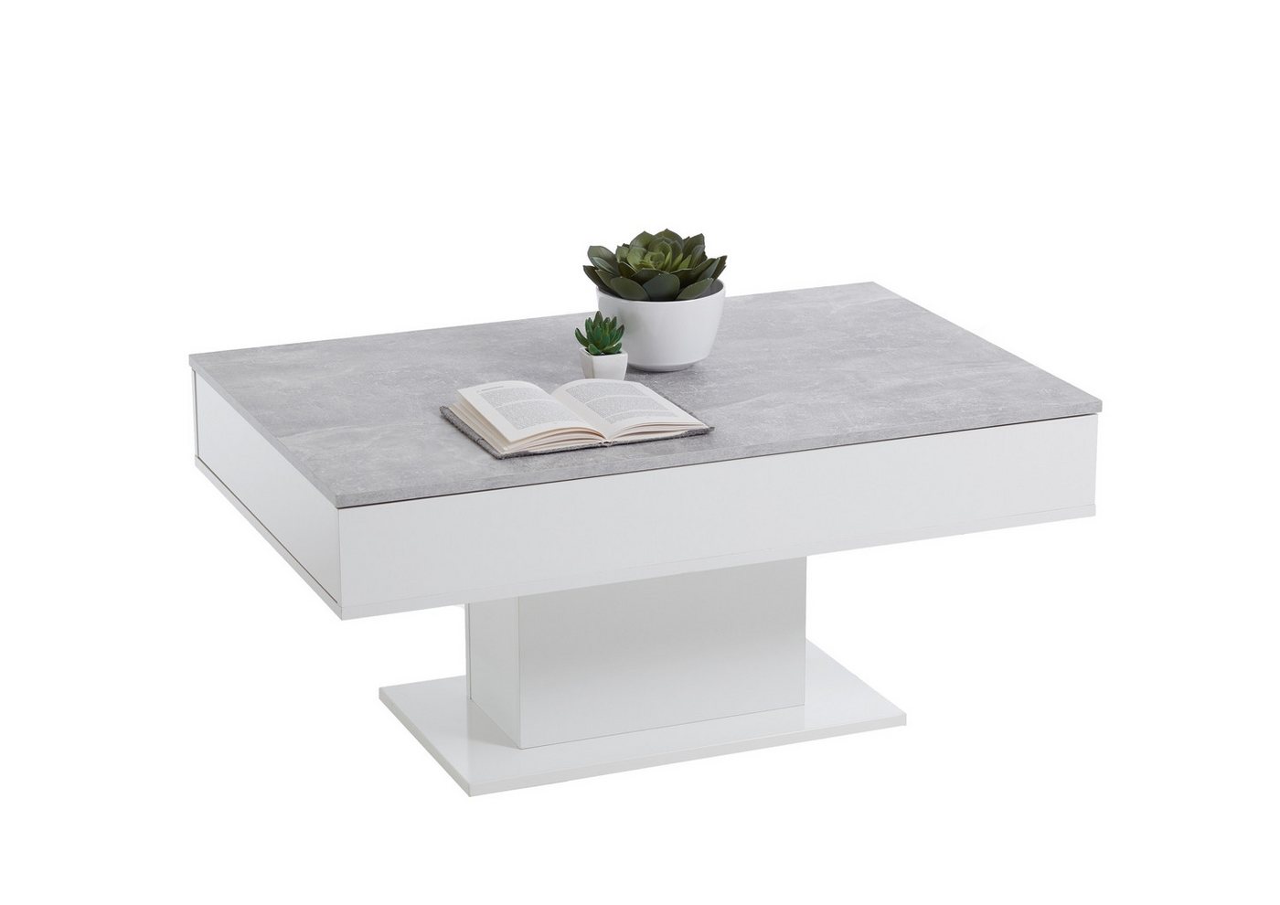 PREISBRECHER Couchtisch AVOLA 2, in Beton LA-weiß Edelglanz - 100x46,1x65cm (BxHxT) von PREISBRECHER