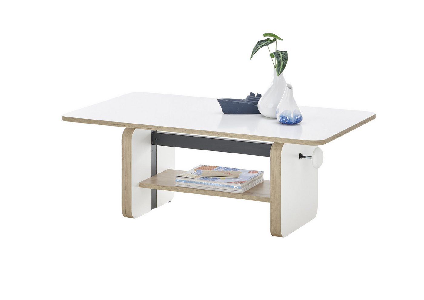 PREISBRECHER Couchtisch Astana, höhenverstellbar, weiß, Artisan Eiche Dekor - 110x41/57x65cm (BxHxT) von PREISBRECHER