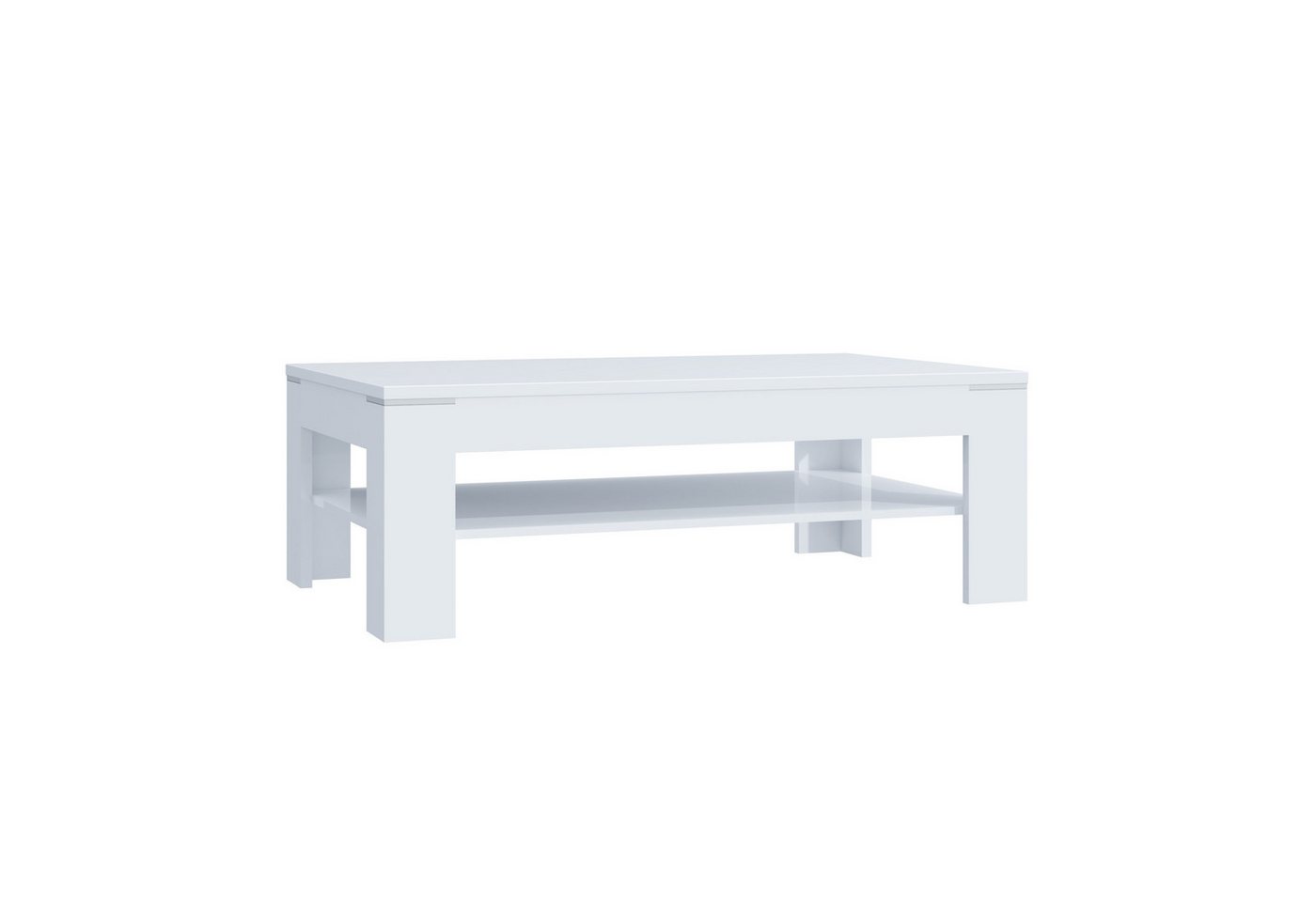 PREISBRECHER Couchtisch COFFEE TABLES, mit Ablageboden, in Weiss Glanz - 120x43x75cm (BxHxT) von PREISBRECHER