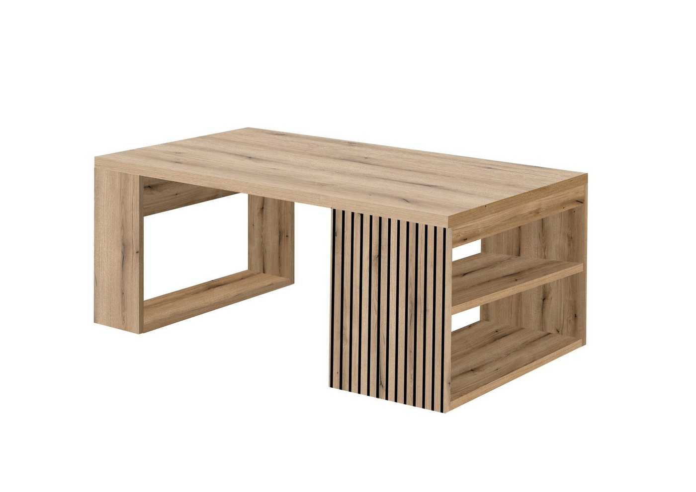 PREISBRECHER Couchtisch Carlo, in Evoke Eiche Dekor, schwarz - 108x43x60cm (BxHxT) von PREISBRECHER
