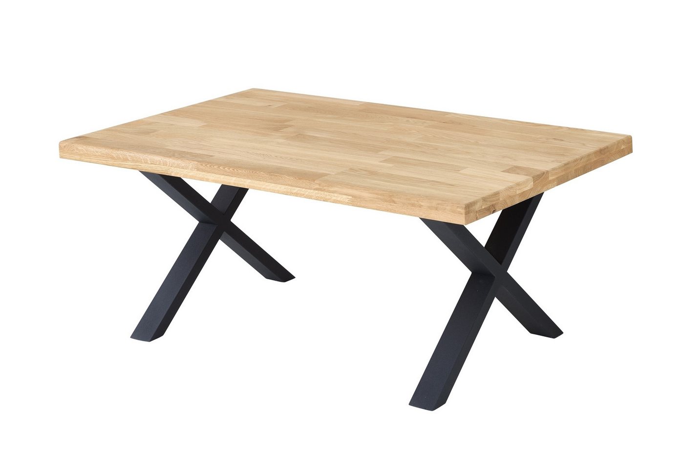 PREISBRECHER Couchtisch Chris X, in Eiche, schwarz, Eiche massiv, Metall - 110x47x70 (BxHxT) von PREISBRECHER