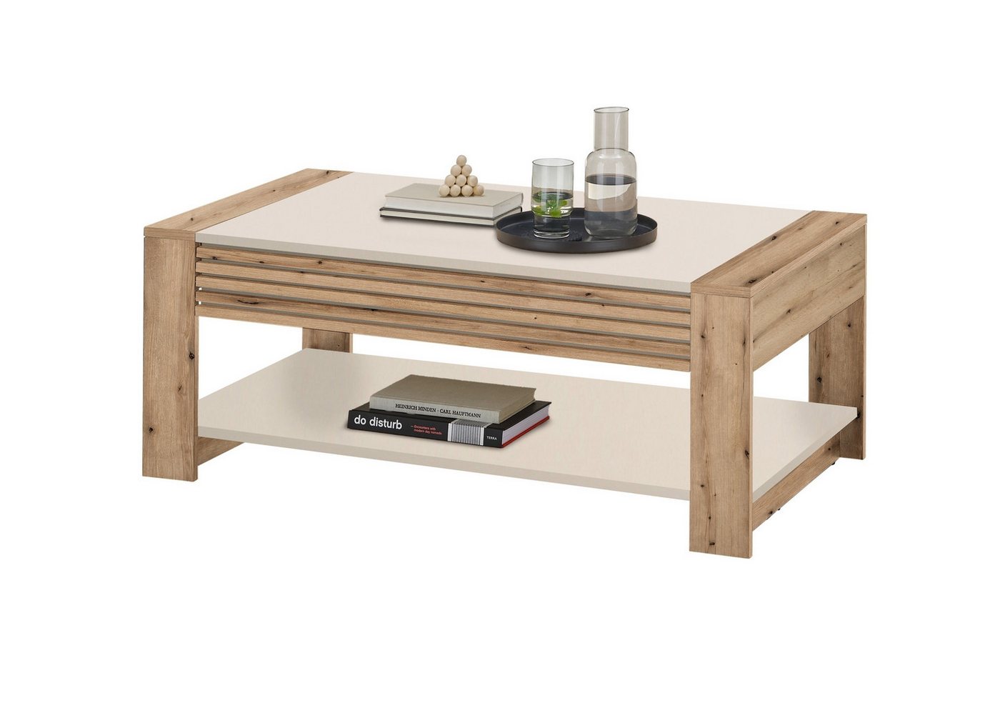 PREISBRECHER Couchtisch Felipe, Schublade, Artisan Eiche Dekor, kaschmir - 108x42x60cm (BxHxT) von PREISBRECHER