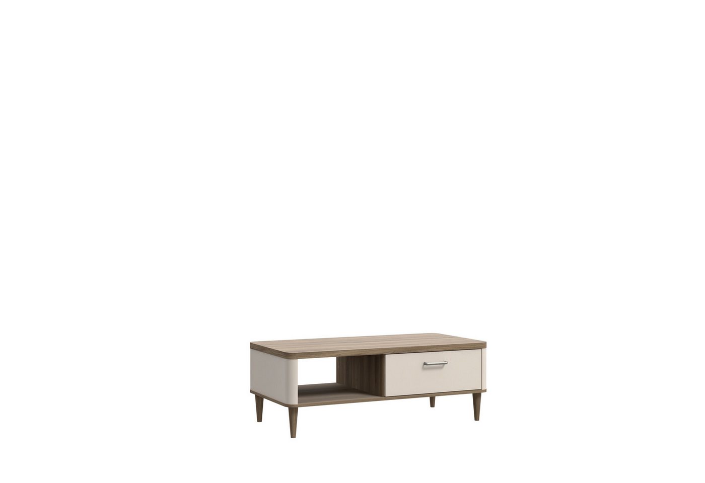 PREISBRECHER Couchtisch LACETTI, Schublade, Valencia Eiche Dekor / sandfarbig - 120x43,7x60 (BxHxT) von PREISBRECHER