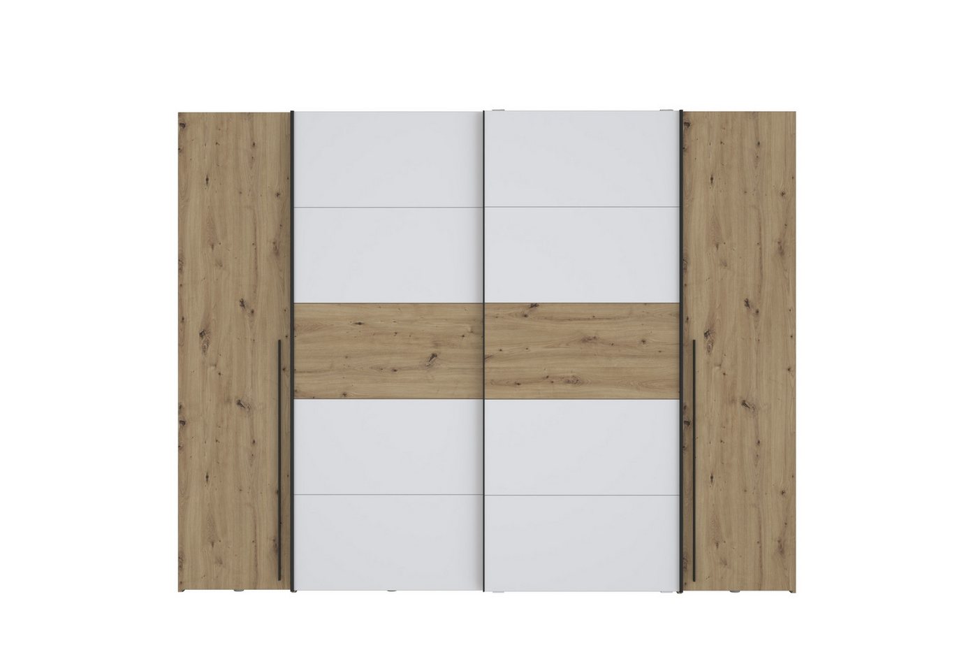 PREISBRECHER Dreh-/Schwebetürenschrank NARAGO 10 Böden, 2 Stangen, Artisan Eiche / Weiß - 270,3x210,5x61,2cm (BxHxT) von PREISBRECHER