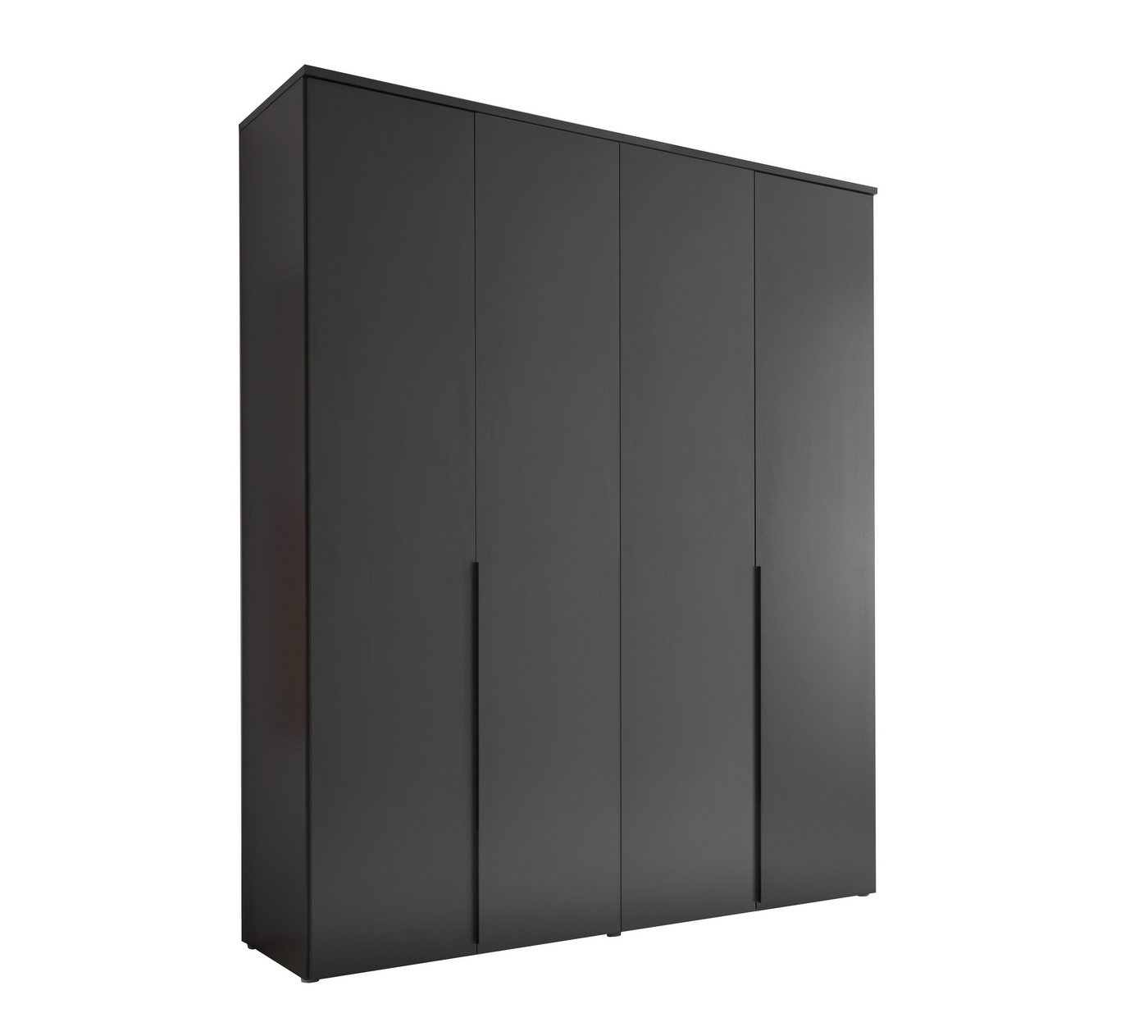 PREISBRECHER Drehtürenschrank Kevo 4 Türen, 2 Stangen, 2 Böden, Graphit, Dekor - 180x225x52cm (BxHxT) von PREISBRECHER