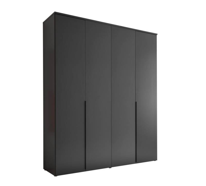 PREISBRECHER Drehtürenschrank Kevo 4 Türen, 2 Stangen, 2 Böden, Graphit, Dekor - 180x225x52cm (BxHxT) von PREISBRECHER