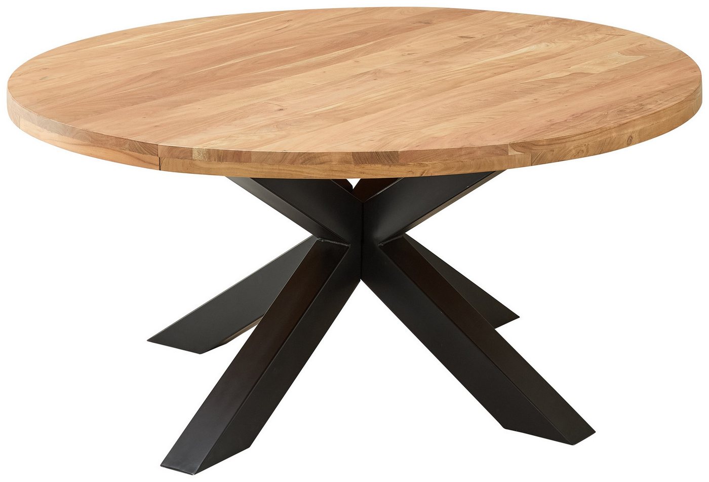 PREISBRECHER Esstisch Brad, in Akazie, schwarz, Massivholz, Metall - 75x160cm (HxD) von PREISBRECHER