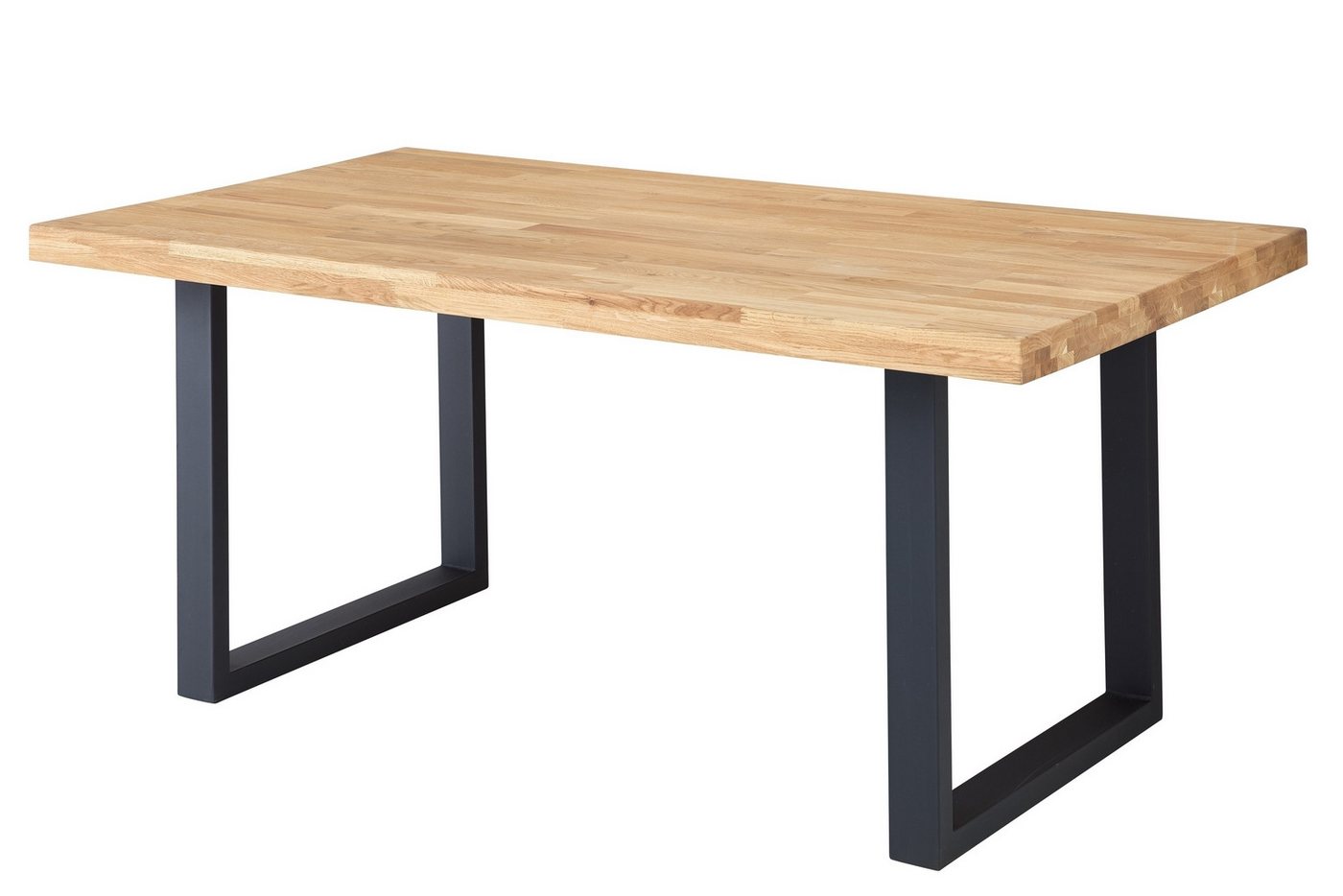 PREISBRECHER Esstisch Chris U, in Eiche, schwarz, Massivholz, Metall - 180x76x100cm (BxHxT) von PREISBRECHER