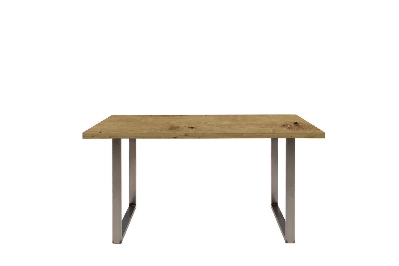 PREISBRECHER Esstisch TABLES, Artisan Eiche Dekor, U-Gestell Rohstahl - 140x74,7x90cm (BxHxT) von PREISBRECHER