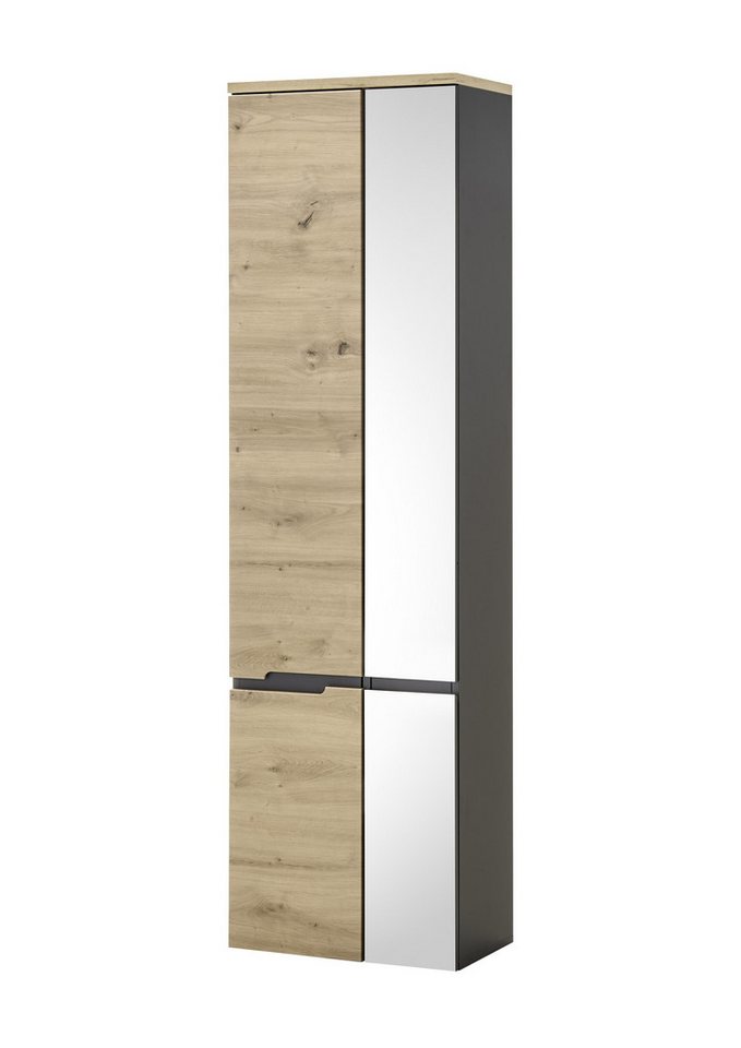 PREISBRECHER Hängeschrank Memphis Grau / Artisan Eiche Dekor - 50x176x31cm (BxHxT) von PREISBRECHER